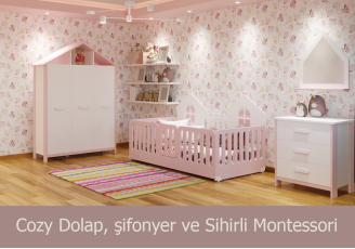 Cozy Dolap, şifonyer ve Sihirli Montessori (Pembe)